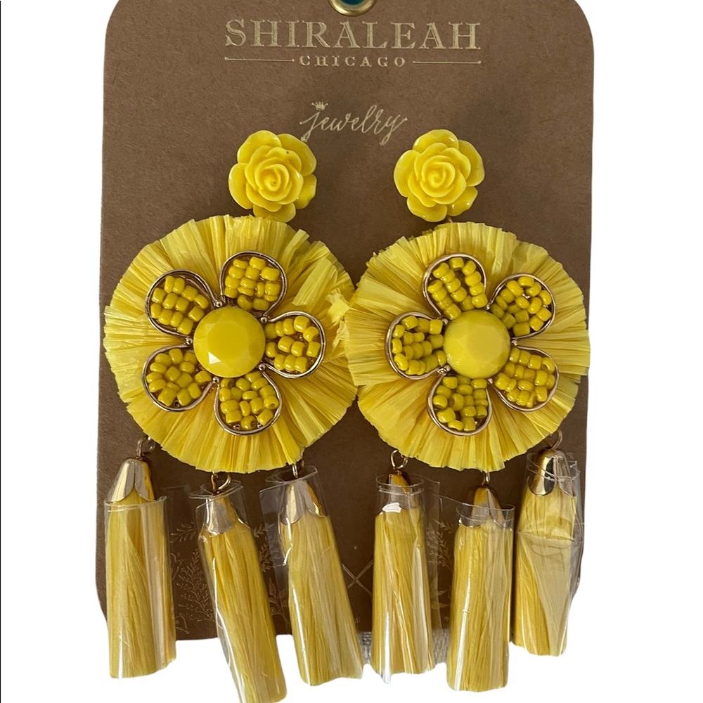 2 for $15 Shiraleah Yellow Raffia Tassel Earrings